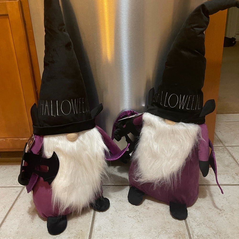 Rae Dunn XL plush Halloween bat gnomes x2